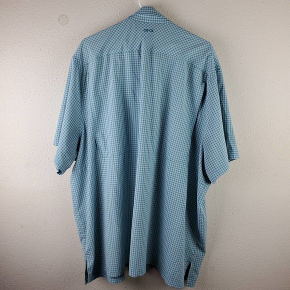 Game Guard Outdoors Fishing Shirt Mens 4X Blue Gingham Short Sleeve Vented - Picture 2 of 10
